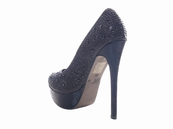 Damen High Heel Plateau Pumps Abendschuhe Stilettos Black # 6423 World Record High Heels
