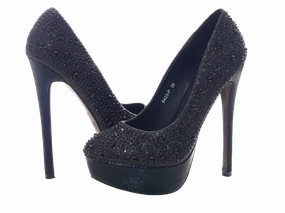 Damen High Heel Plateau Pumps Abendschuhe Stilettos Black # 6423 Katic Heels