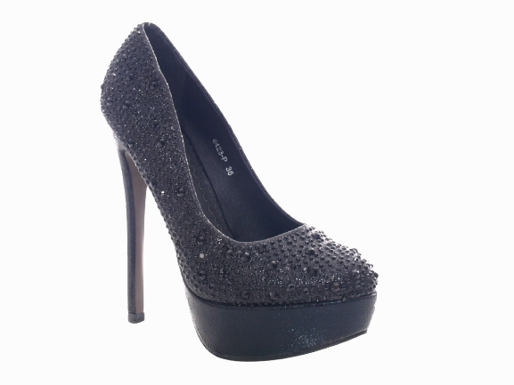 Damen High Heel Plateau Pumps Abendschuhe Stilettos Black # 6423 High Heels Umknicken