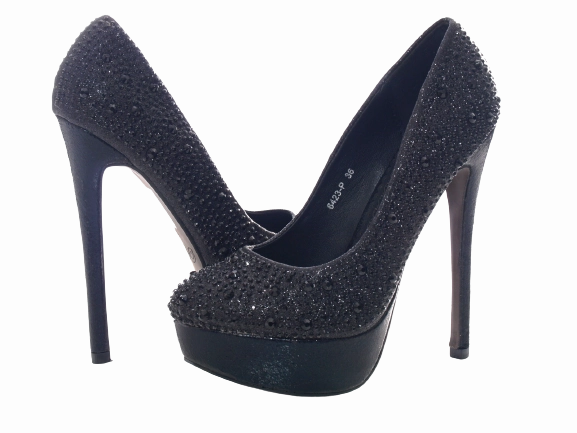 Damen High Heel Plateau Pumps Abendschuhe Stilettos Black # 6423 High Heels 30 Cm