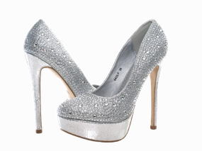 Danika Mori High Heels Damen High Heel Plateau Pumps Abendschuhe Stilettos Silver # 6423
