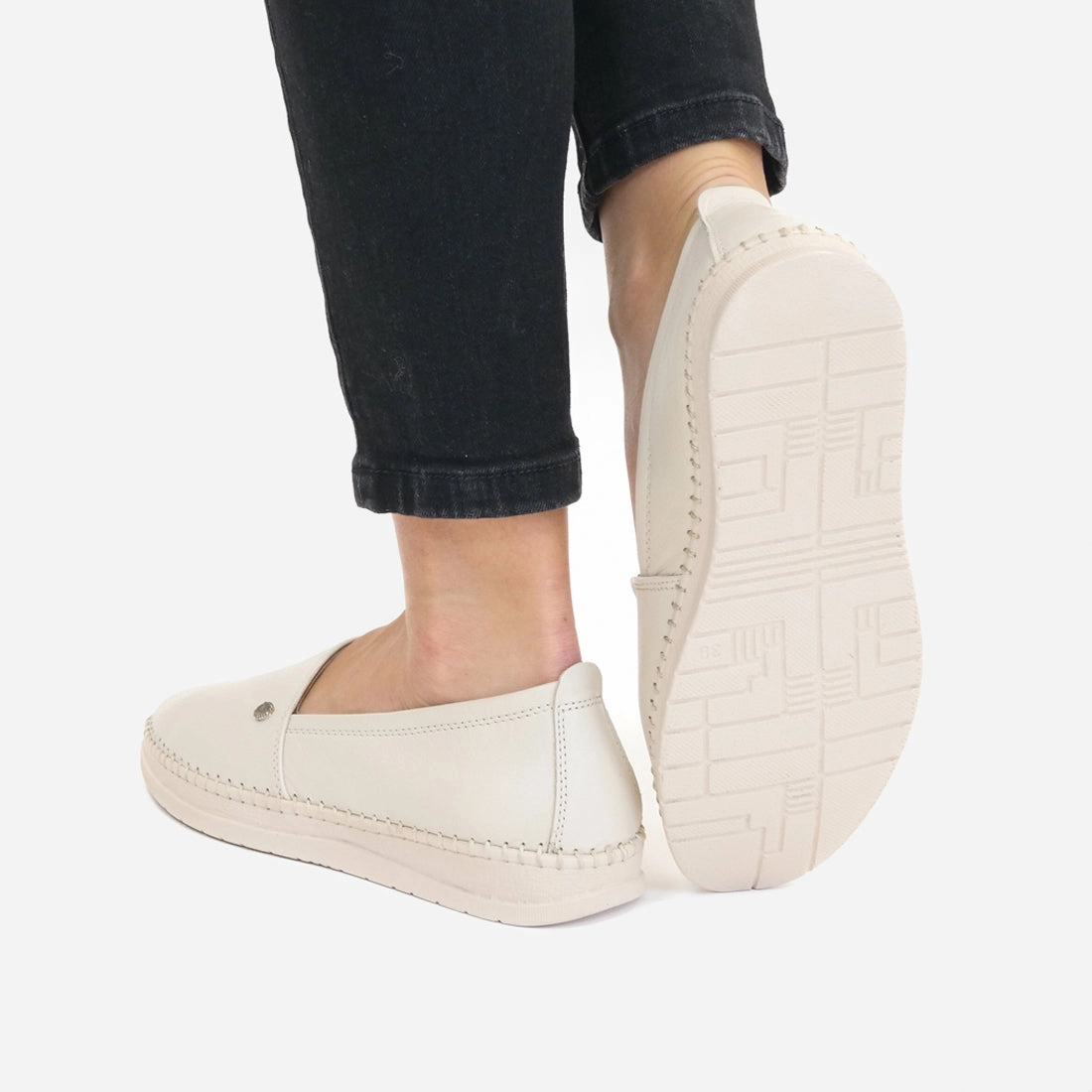 Damen Mokassins Looke PASCALE Lederschuhe Mit Fell Größe 26