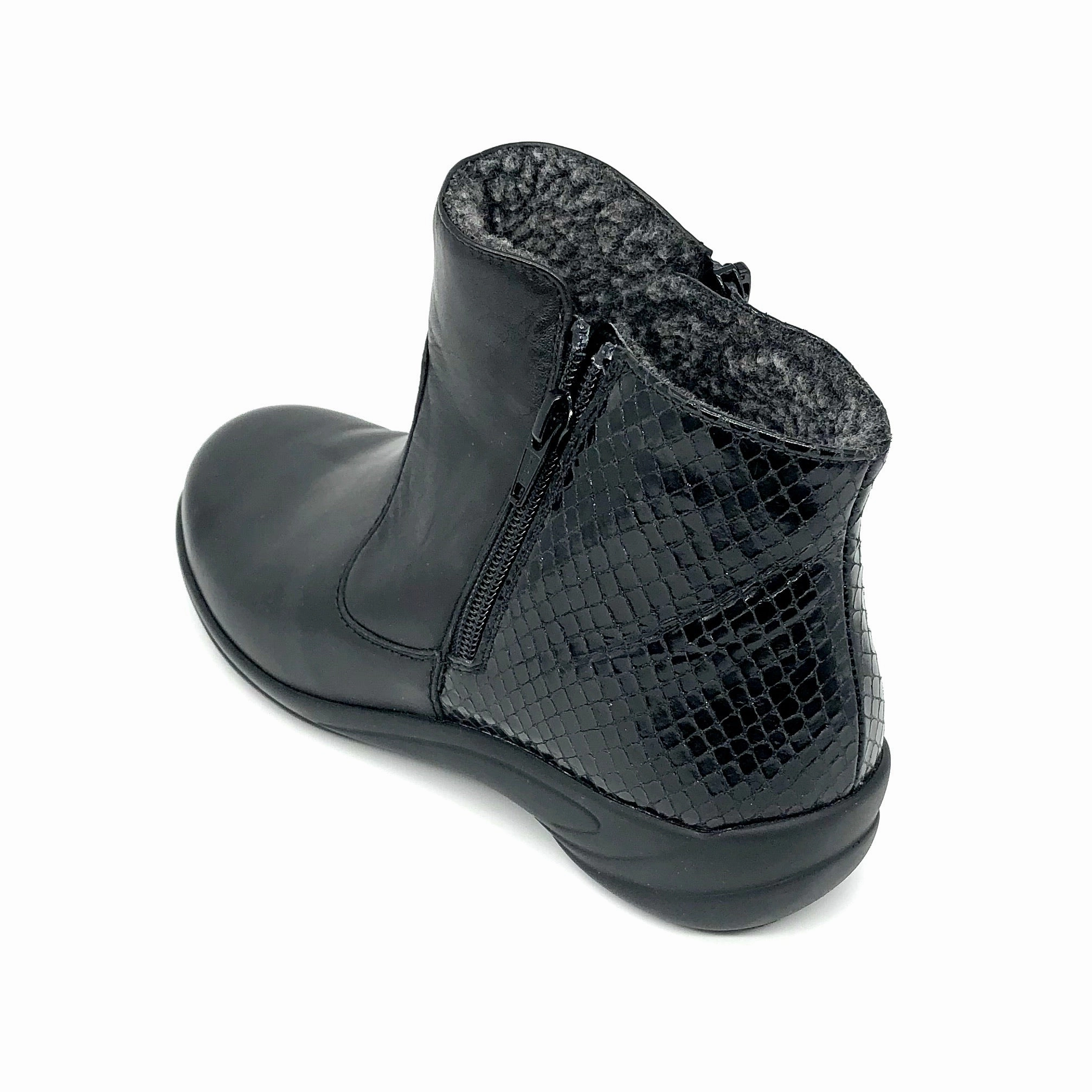 Kräuter Stiefel Damen Reissverschluss Stiefel Warmfutter Schwarz Semler 16257