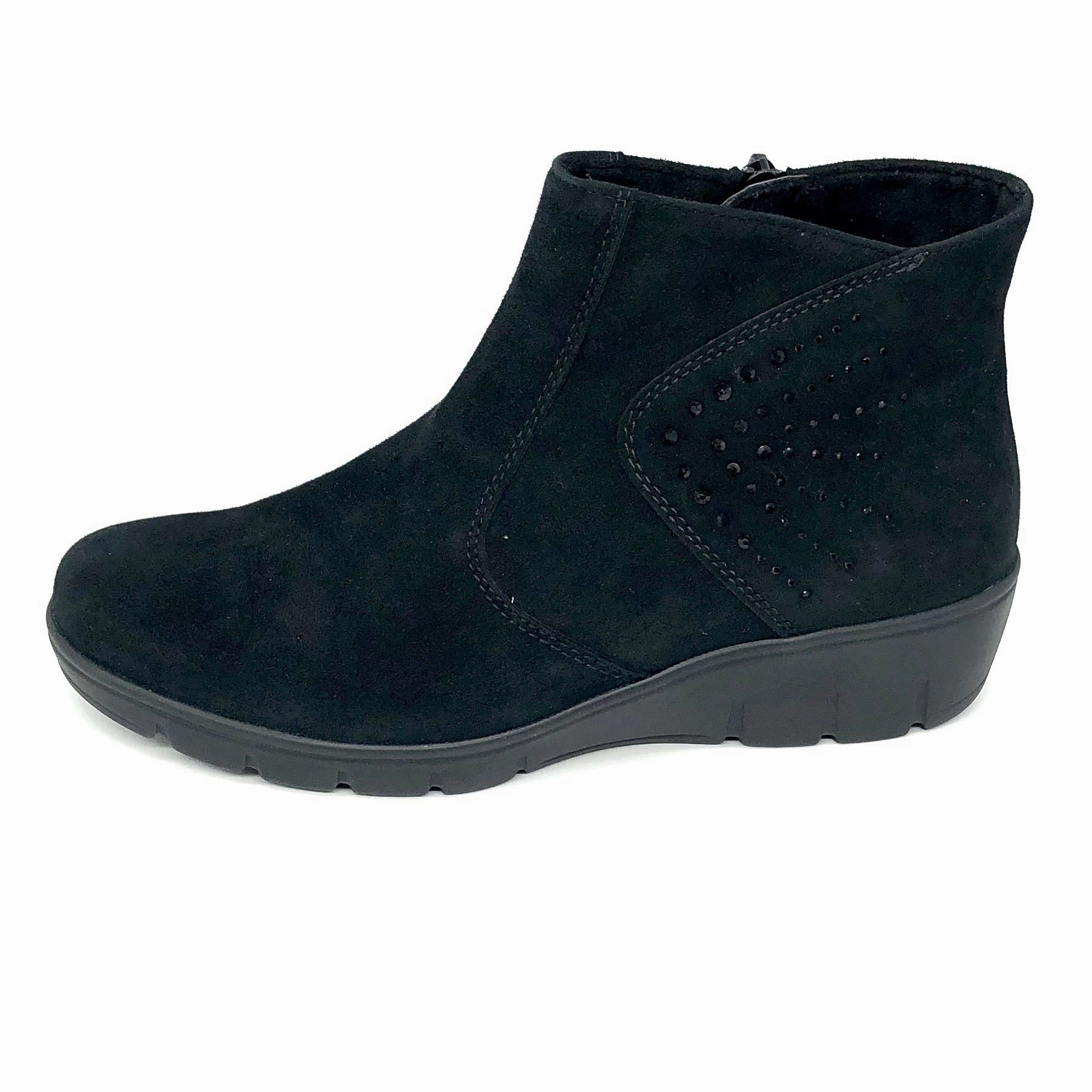 Stiefel Hersteller Damen Reissverschluss Stiefel Warmfutter Schwarz Semler 16478