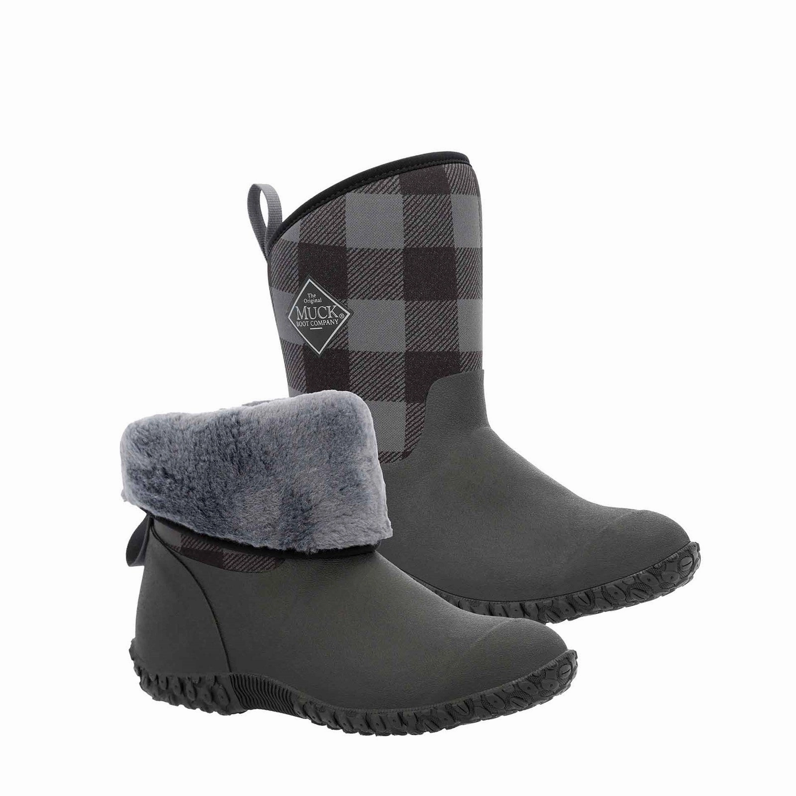 Overknee Stiefel Plateau Absatz Damen RHS Muckster II Kurzstiefel | Black/Grey Plaid