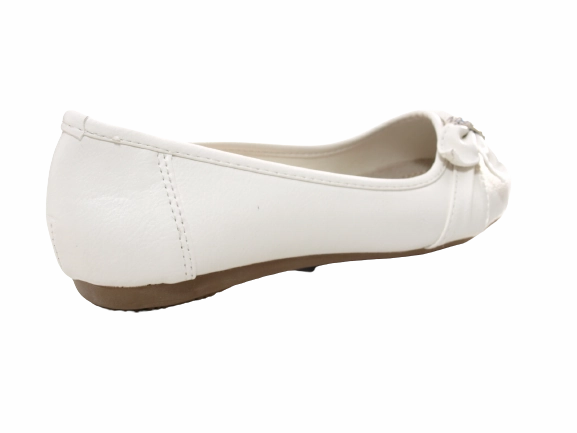 Damen Slipper Halbschuhe Ballerina Loafer Mokassins Slip On Flats Freizeit White # 8187 Lederschuhe Chill