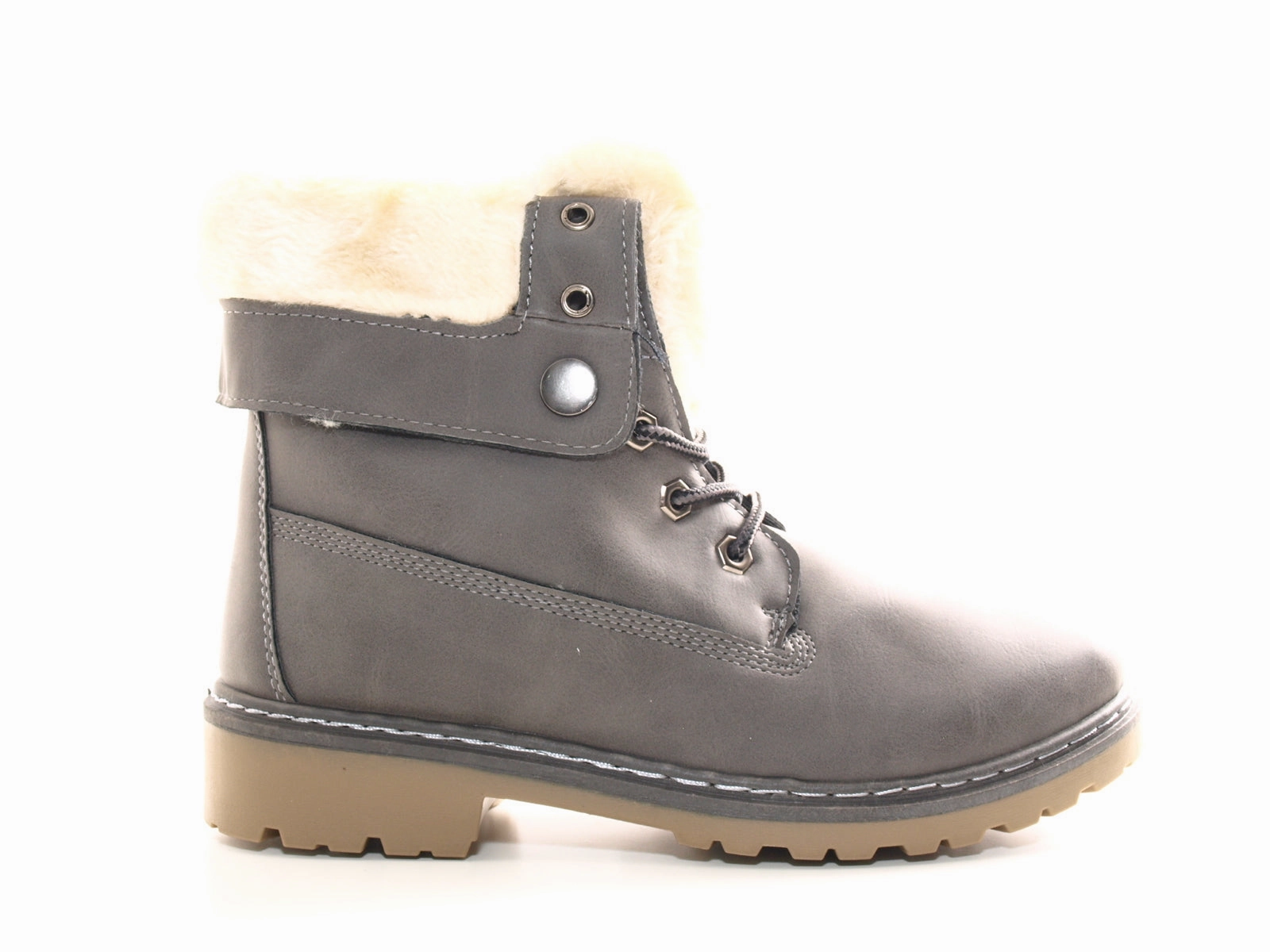 Damen Stiefeletten Biker Boots Outdoor Winterboots warm gefttert Grey # 9120 Comfort Stiefeletten