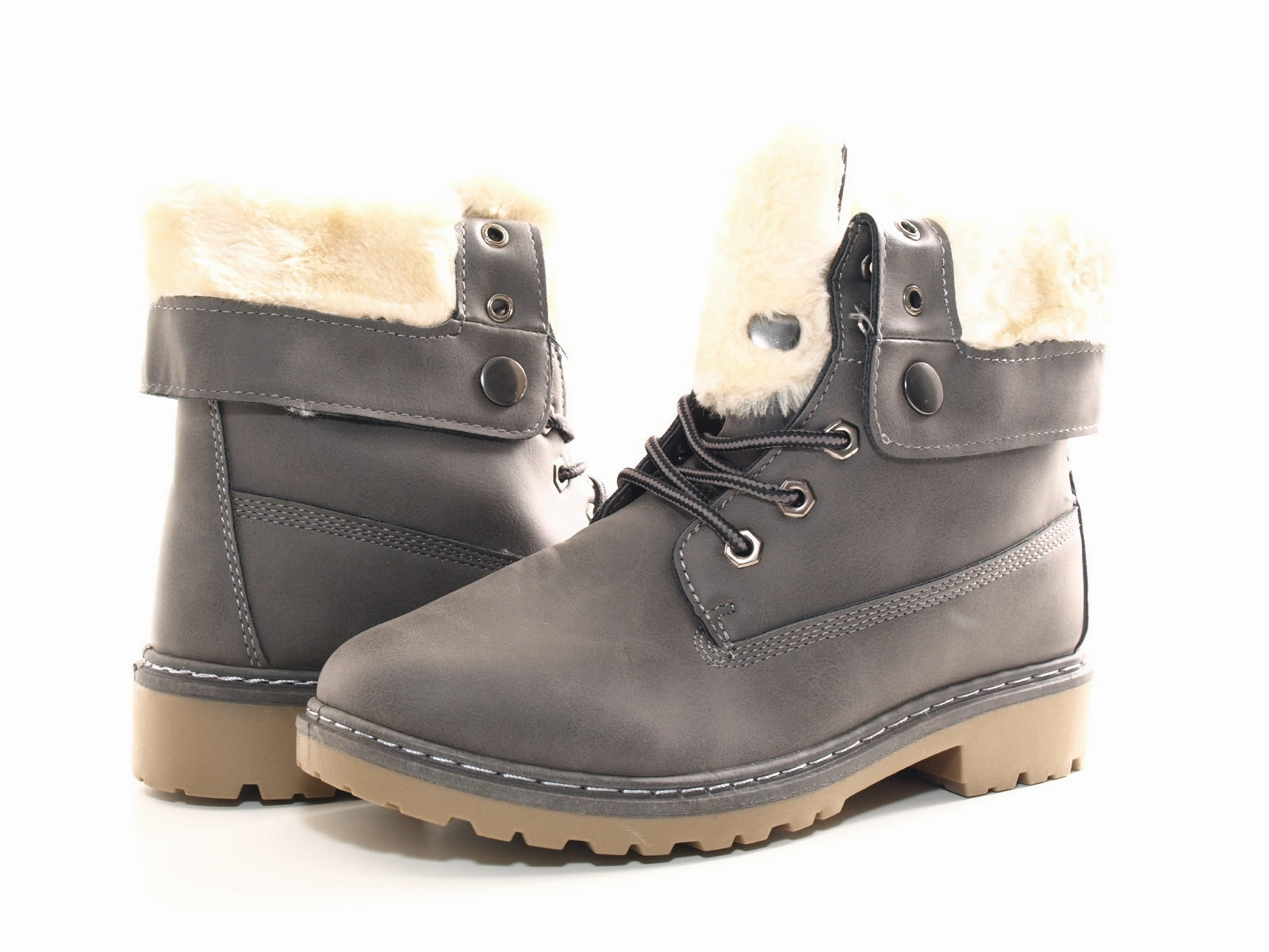 Otto Versand Stiefeletten Damen Stiefeletten Biker Boots Outdoor Winterboots warm gefttert Grey # 9120