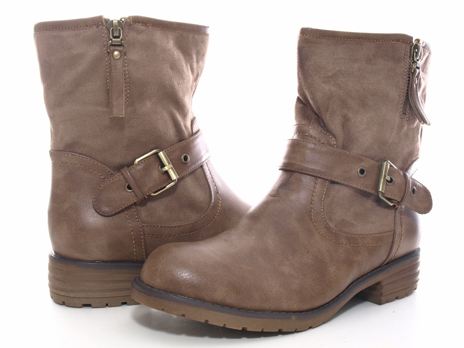 Damen Stiefeletten Biker Boots Outdoor Winterboots warm gefttert Khaki # 520 Leoprint Stiefeletten