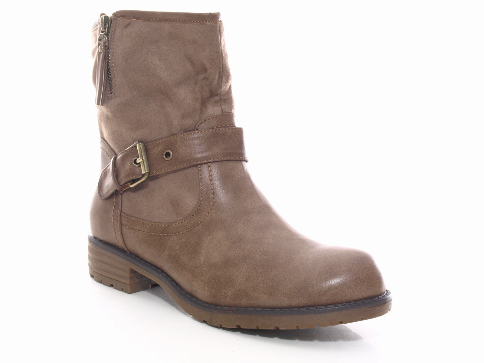 Damen Stiefeletten Biker Boots Outdoor Winterboots warm gefttert Khaki # 520 Jodhpur Stiefeletten