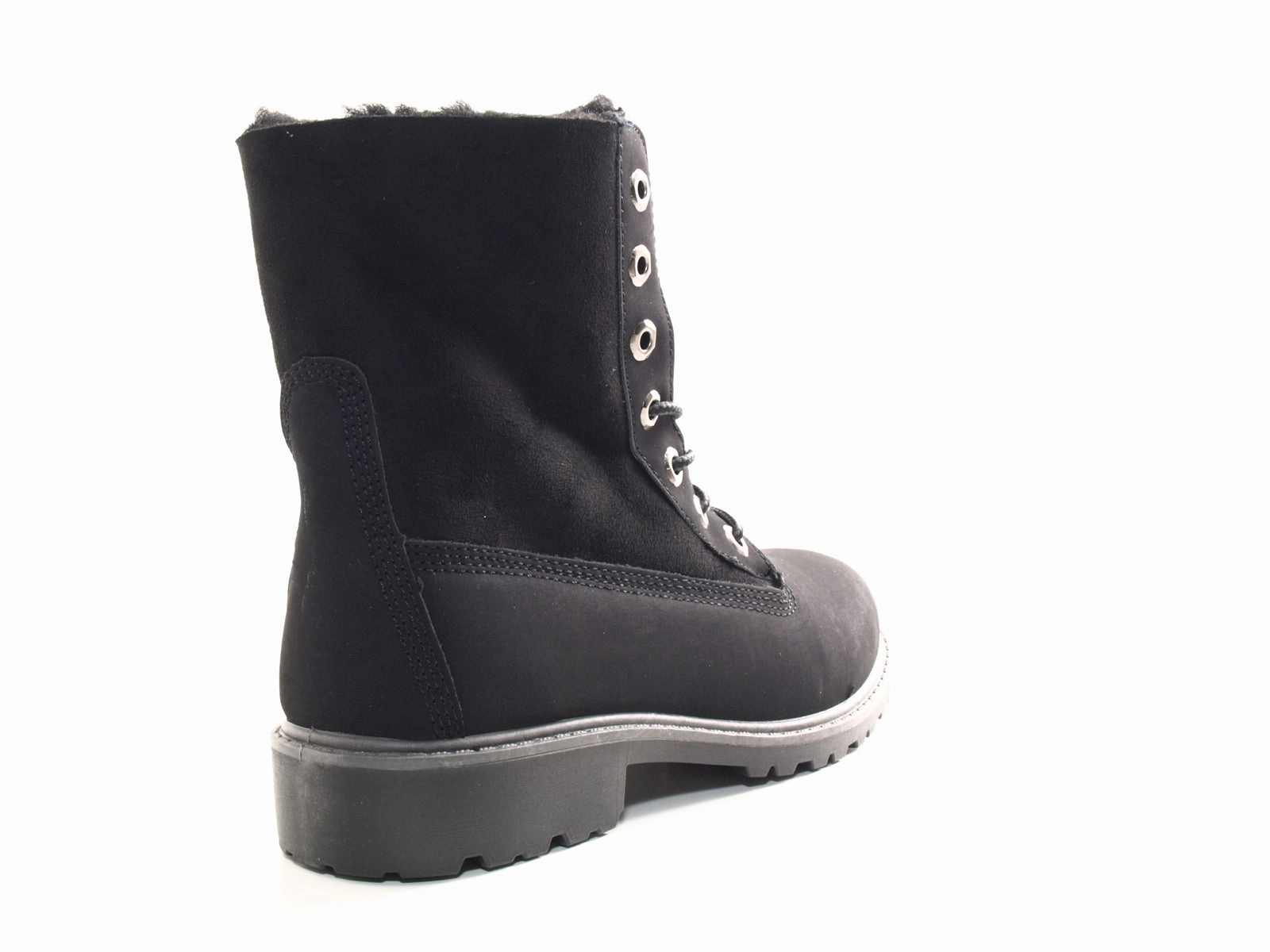 Stiefeletten Mit 3cm Absatz Damen Stiefeletten Schnrr Boots Outdoor Winterboots warm gefttert Black # 2