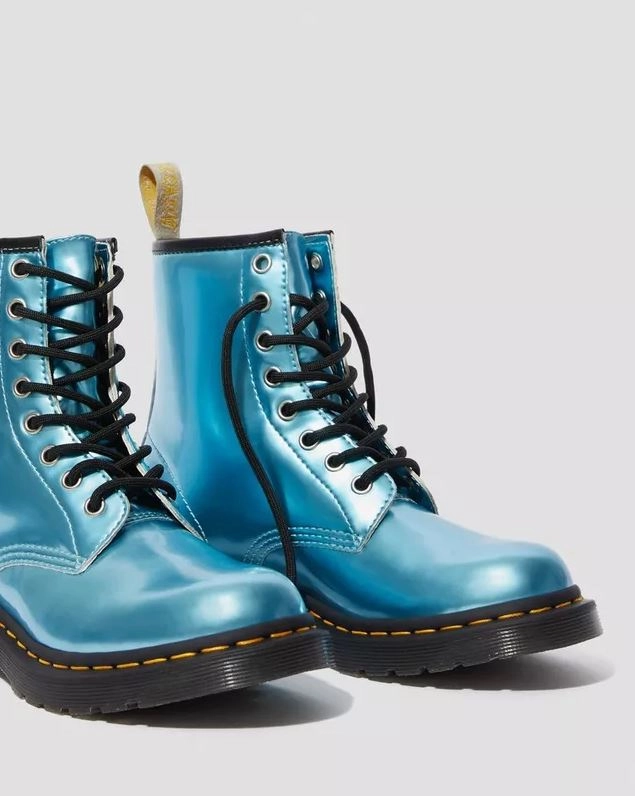 Us Army Stiefel Kaufen Dr. Martens 8-Loch Stiefel VEGAN 1460 METALLIC ANKLE BOOTS Goldmix Blau 25279400