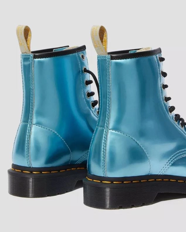 Halbhohe Stiefel Dr. Martens 8-Loch Stiefel VEGAN 1460 METALLIC ANKLE BOOTS Goldmix Blau 25279400