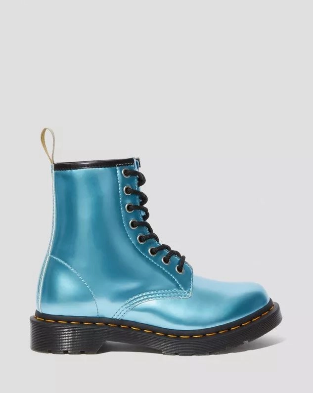 Dr. Martens 8-Loch Stiefel VEGAN 1460 METALLIC ANKLE BOOTS Goldmix Blau 25279400 Crotch Overknee Stiefel