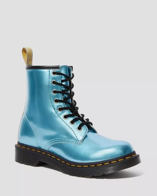 Stiefel Celine Dr. Martens 8-Loch Stiefel VEGAN 1460 METALLIC ANKLE BOOTS Goldmix Blau 25279400