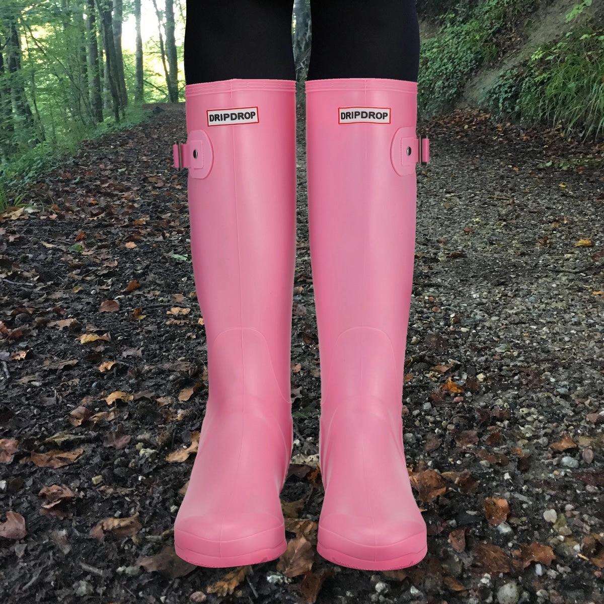 Lack Und Leder Stiefel DripDrop Gummistiefel Damen - Pink Tall