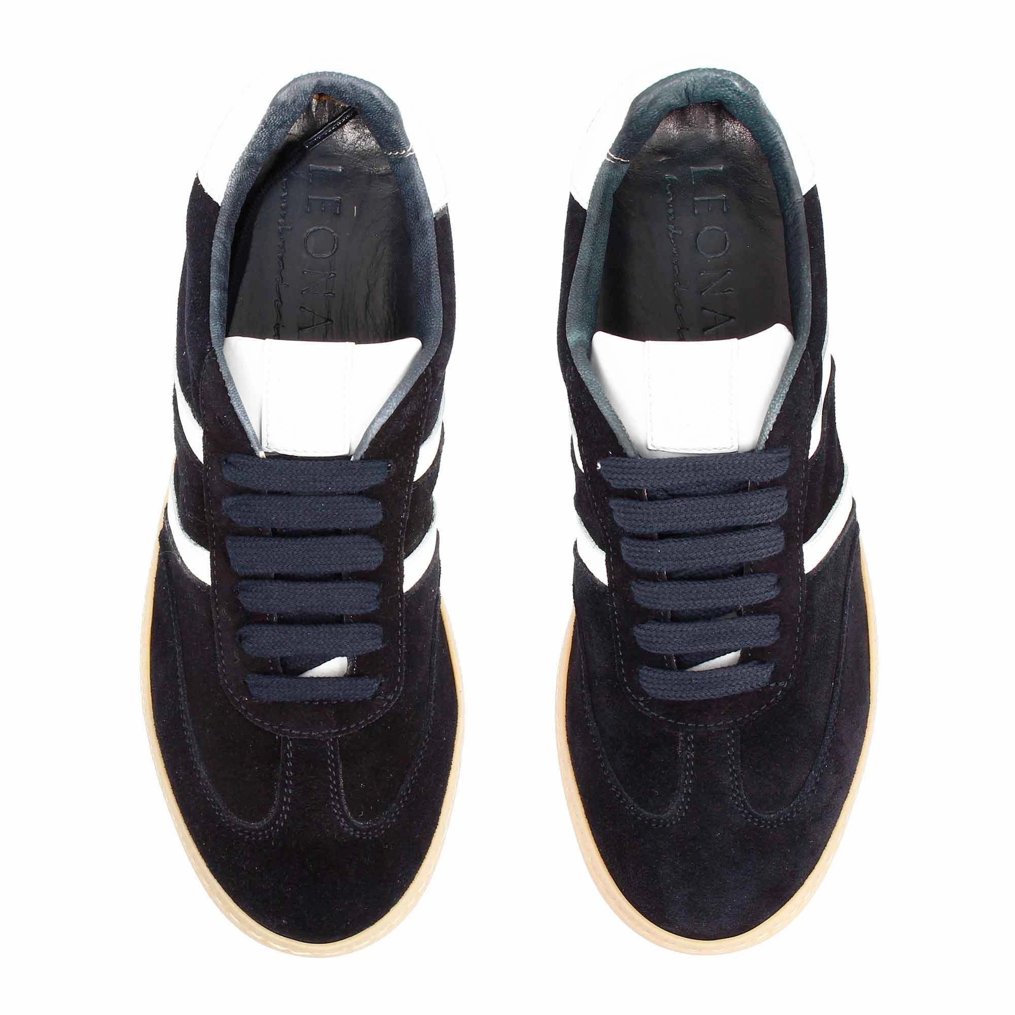 Cloudnova Sneaker artigianale da donna in pelle colore bianco e blu