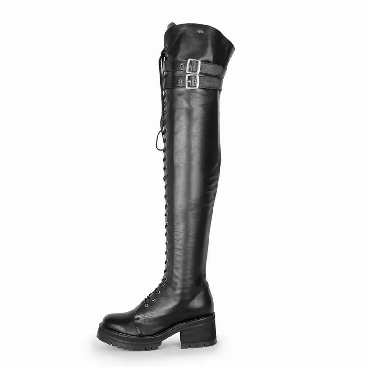 Overkneestiefel im Combat/Gothic-Style (Modell 670) Leder schwarz Stiefel Red Wing