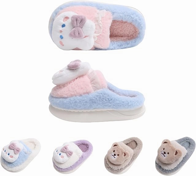 Gemtliche Winter Hausschuhe fr Kinder - Weiche, Warme, Rutschfeste Plsch Pantoffeln fr Jungen & Mdchen - Baumwolle Kinderschuhe - S, Flauschig, Perfekt fr Kindergarten & Zuhause