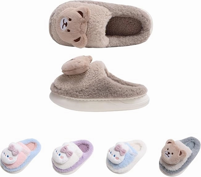 Gemtliche Winter Hausschuhe fr Kinder - Weiche, Warme, Rutschfeste Plsch Pantoffeln fr Jungen & Mdchen - Baumwolle Kinderschuhe - S, Flauschig, Perfekt fr Kindergarten & Zuhause