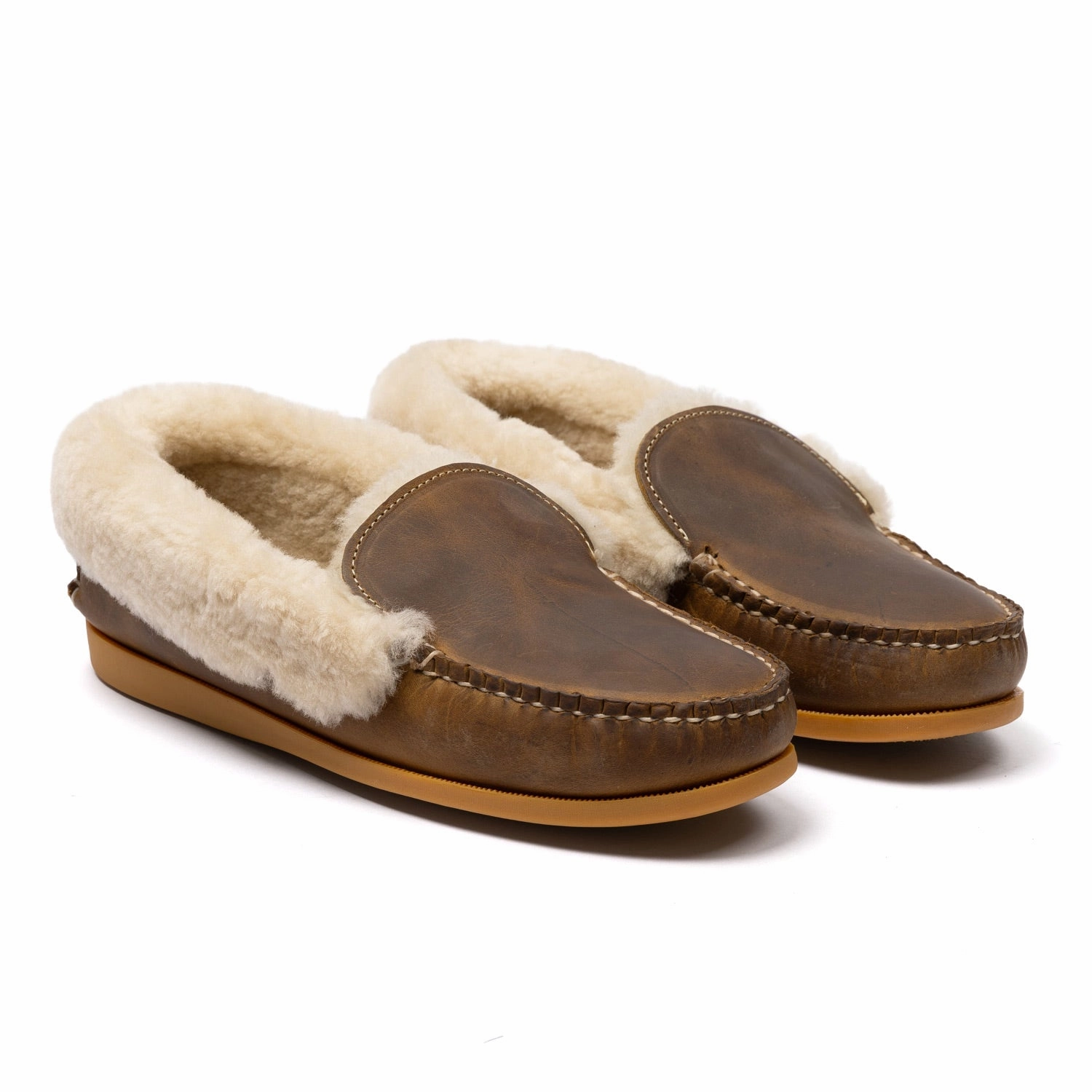 Lederschuhe Flach Gummizug Easy Moc x MJ: Schuhe "Cabin Slipper" aus Rindsleder - Handarbeit
