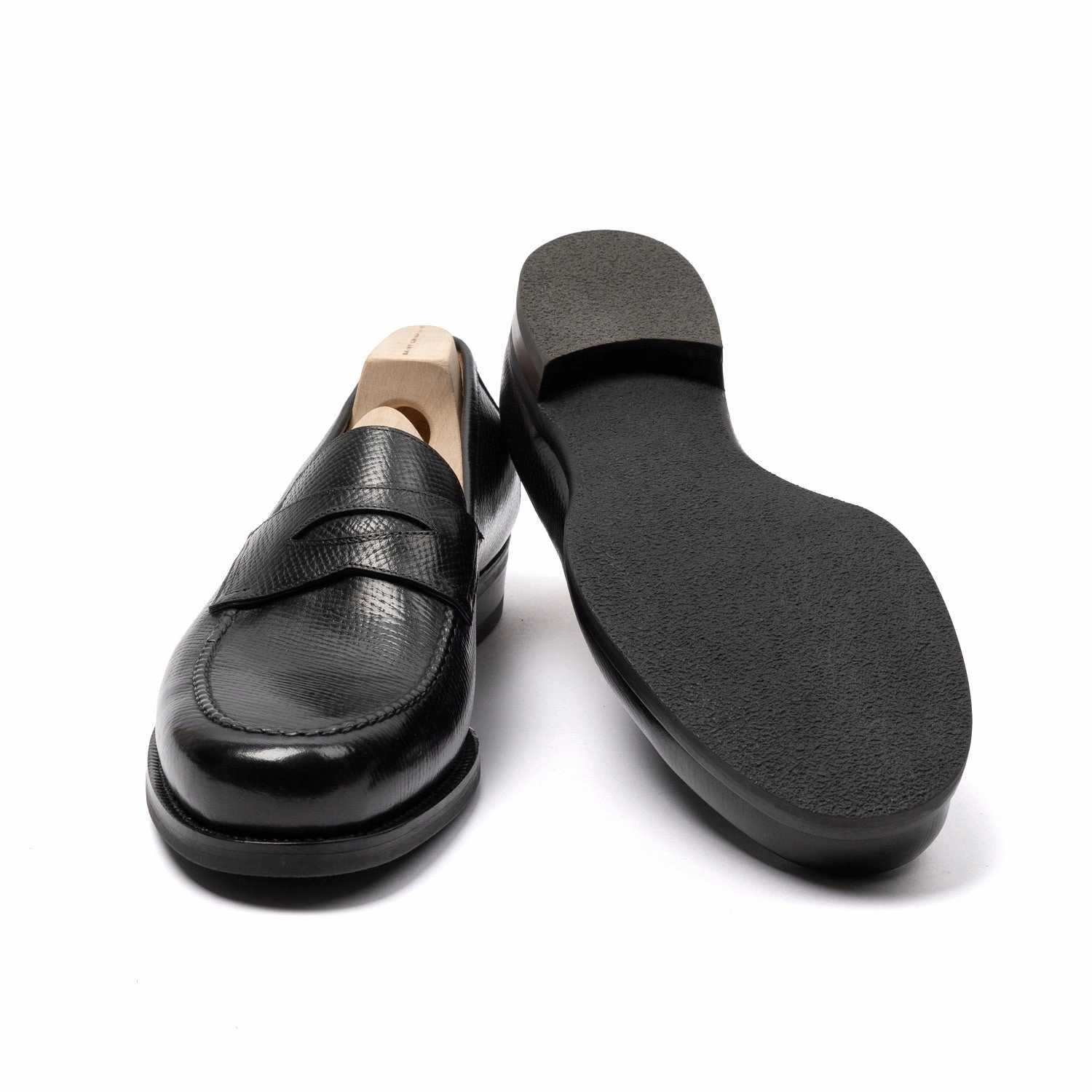 Square Leather Loafers Loafer "American Casual Penny" aus genarbtem Kalbsleder - reine Handarbeit