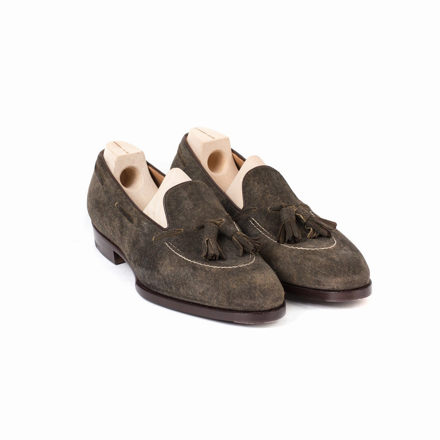 Tassel-Loafer "Short-Vamp" aus waldbraunem Hirschleder "Vintage Deer Suede" - reine Handarbeit Croc Loafers