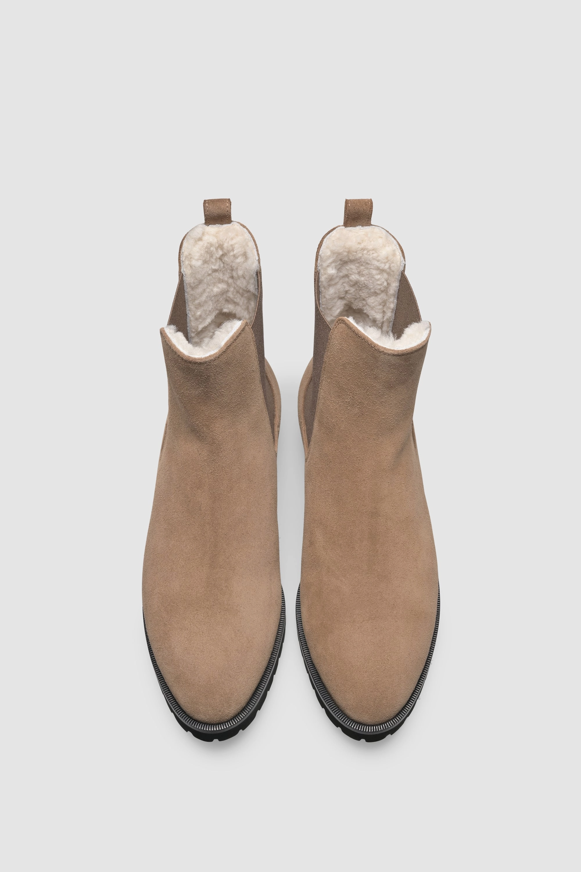 Kniehohe Stiefel Plateau Stiefelette 7429 Camoscio Taupe Shearling Latte