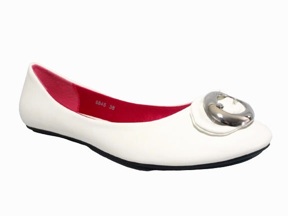 Damen Slipper Halbschuhe Ballerina Loafer Mokassins Slip On Flats Freizeit White # 6845 Pflege Waterproof Lederschuhe