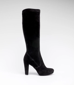 Wildleder Langschaftstiefel Luisa schwarz Stiefel Zu Klein