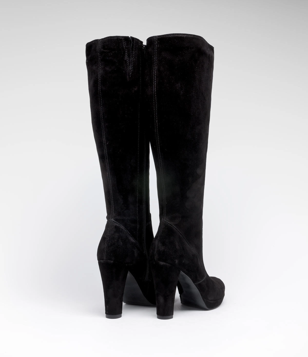 Wildleder Langschaftstiefel Luisa schwarz Kurze Cowboy Stiefel