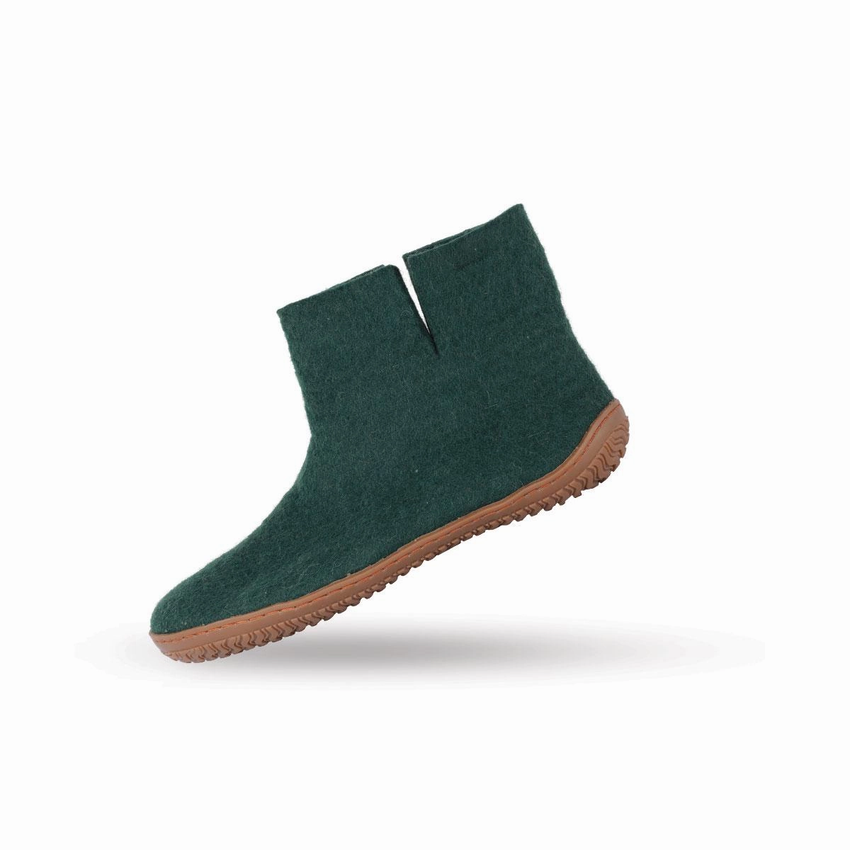 Herren Pantoffeln Warme Hausschuhe Leder Latschen Winter Wollstiefel (100% reine Wolle) - Model Grn mit Gummisohle