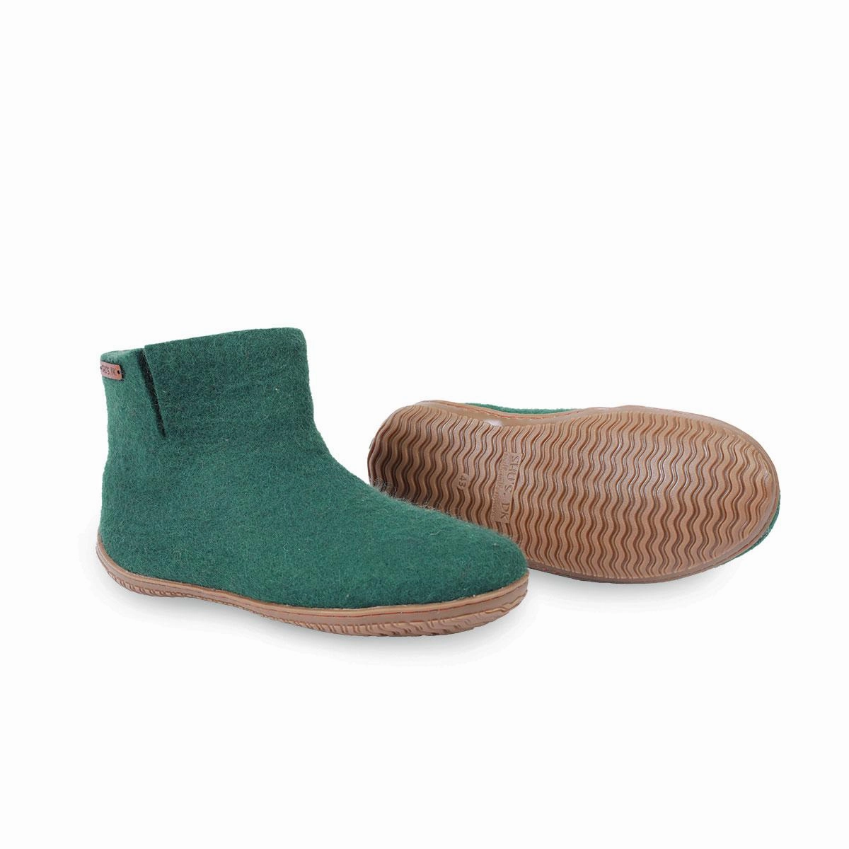 Wollstiefel (100% reine Wolle) - Model Grn mit Gummisohle Carlo 02 Pantoffeln