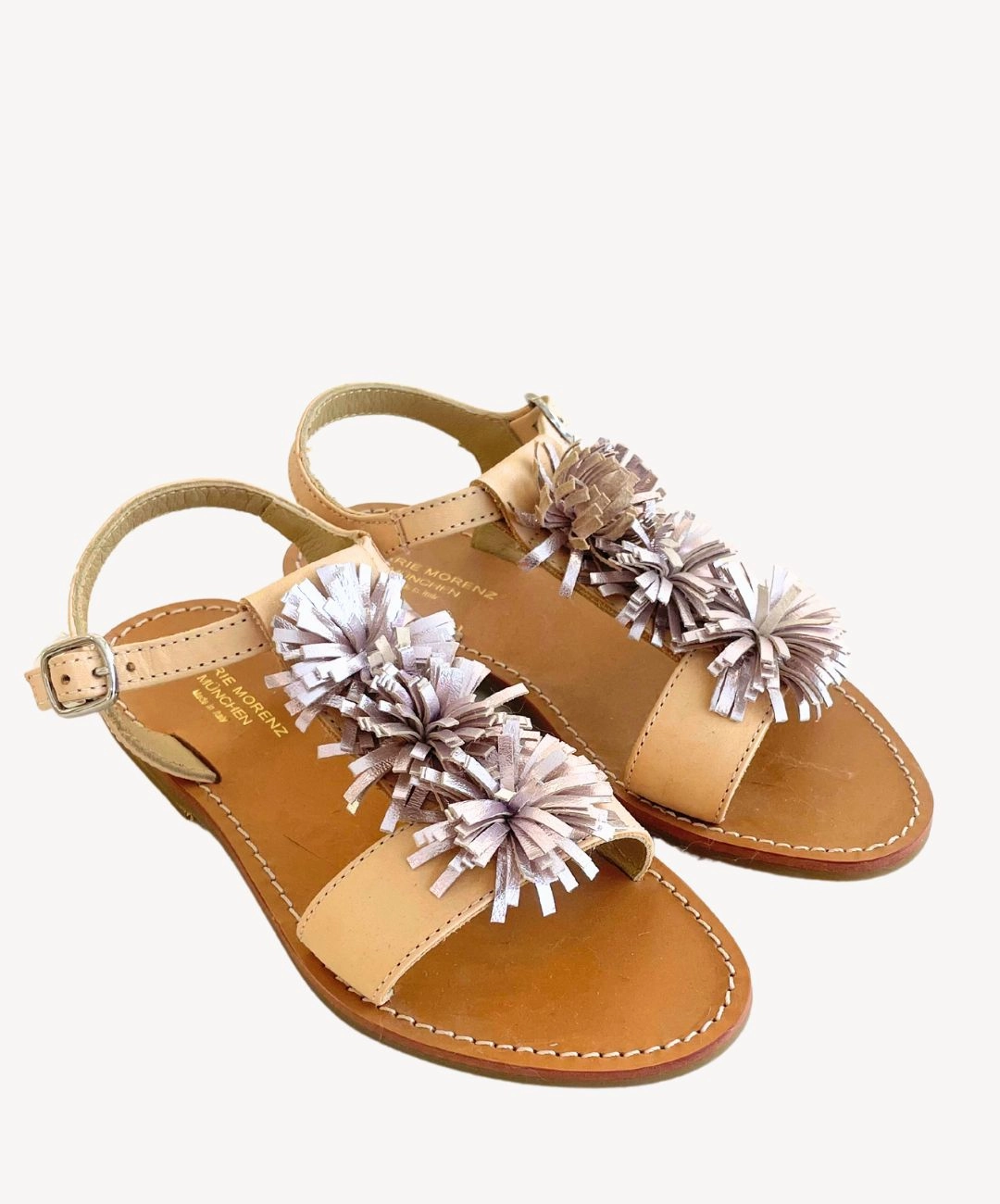 Viva Step Sandalen Bewertung Marie Morenz Sandale 10056 Creme mit Pompoms