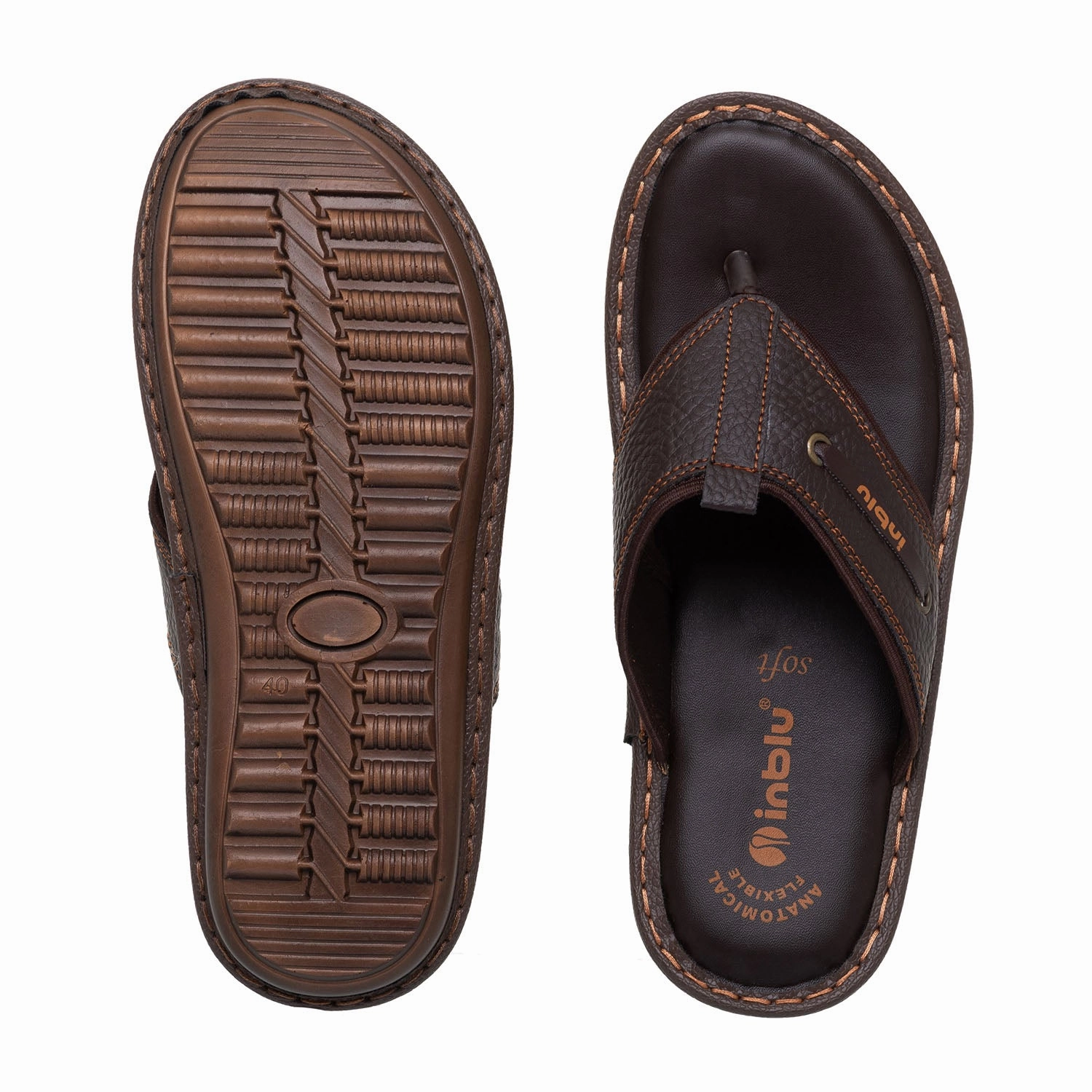 Inblu Men Brown Thong Style Flip-Flop with Textured Upper (AP75_BROWN) Haflingergrizzly Kanon Pantoffeln