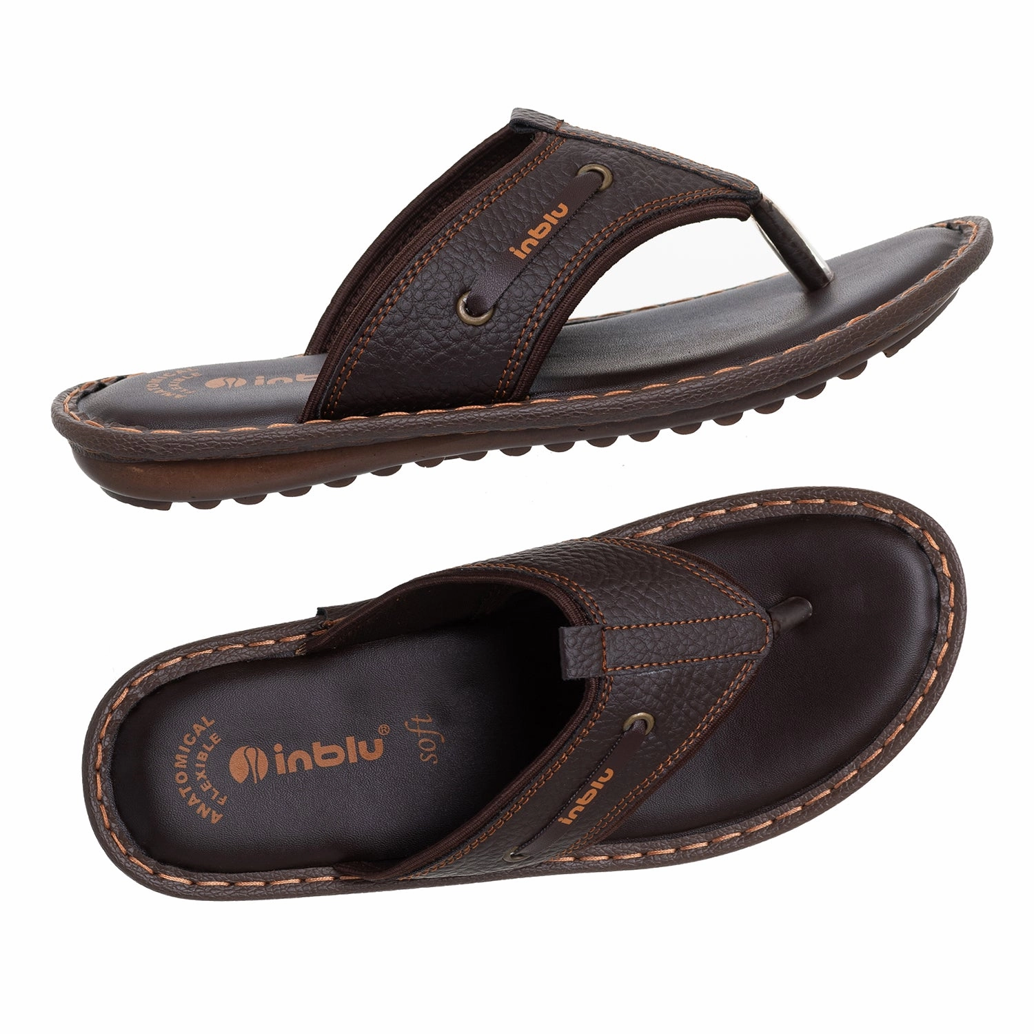Inblu Men Brown Thong Style Flip-Flop with Textured Upper (AP75_BROWN) Pantoffeln Häkeln Anleitung Kostenlos