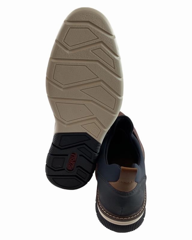 Walk Pantoffeln Rieker Herren  Slipper 14450-22 Braun/Blau Leder