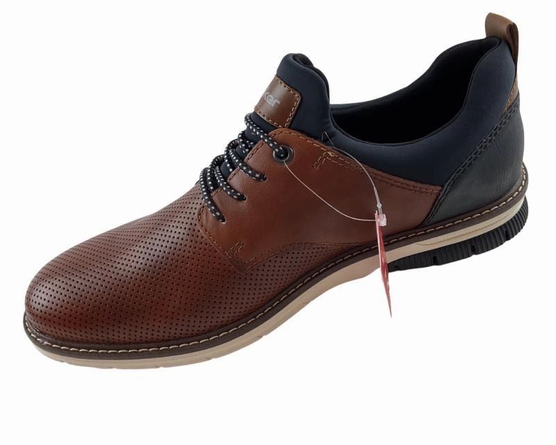 Pantoffeln Slipper Samt Rieker Herren  Slipper 14450-22 Braun/Blau Leder