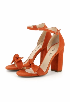 EVA Damen Sandalette  -  Rauleder Orange High Heels Trends 2020