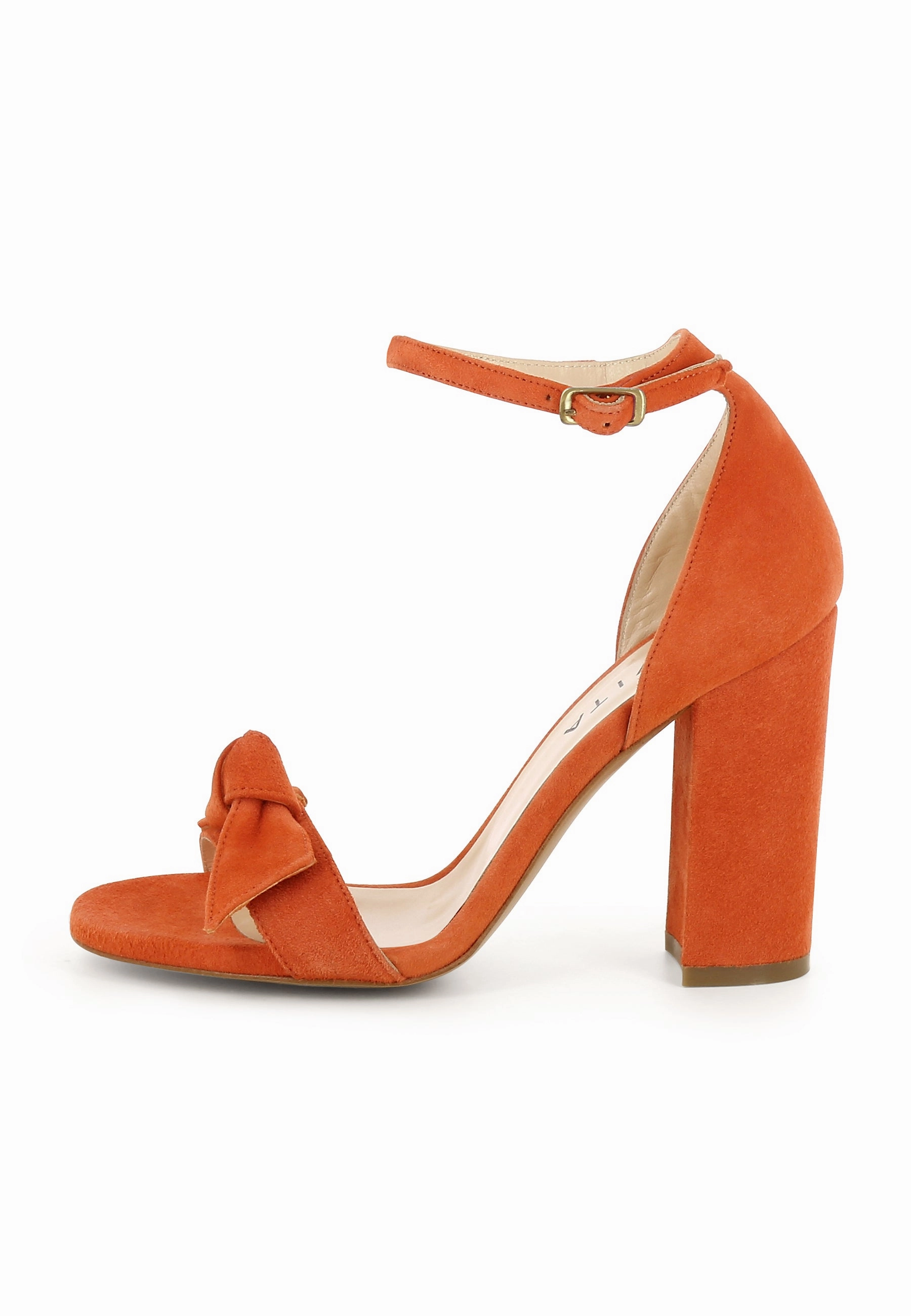 EVA Damen Sandalette  -  Rauleder Orange 1930s High Heels