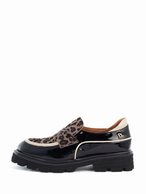 Evita | Chunky Loafer Black/Off White/Camel Leopard Raid Chunky Loafers
