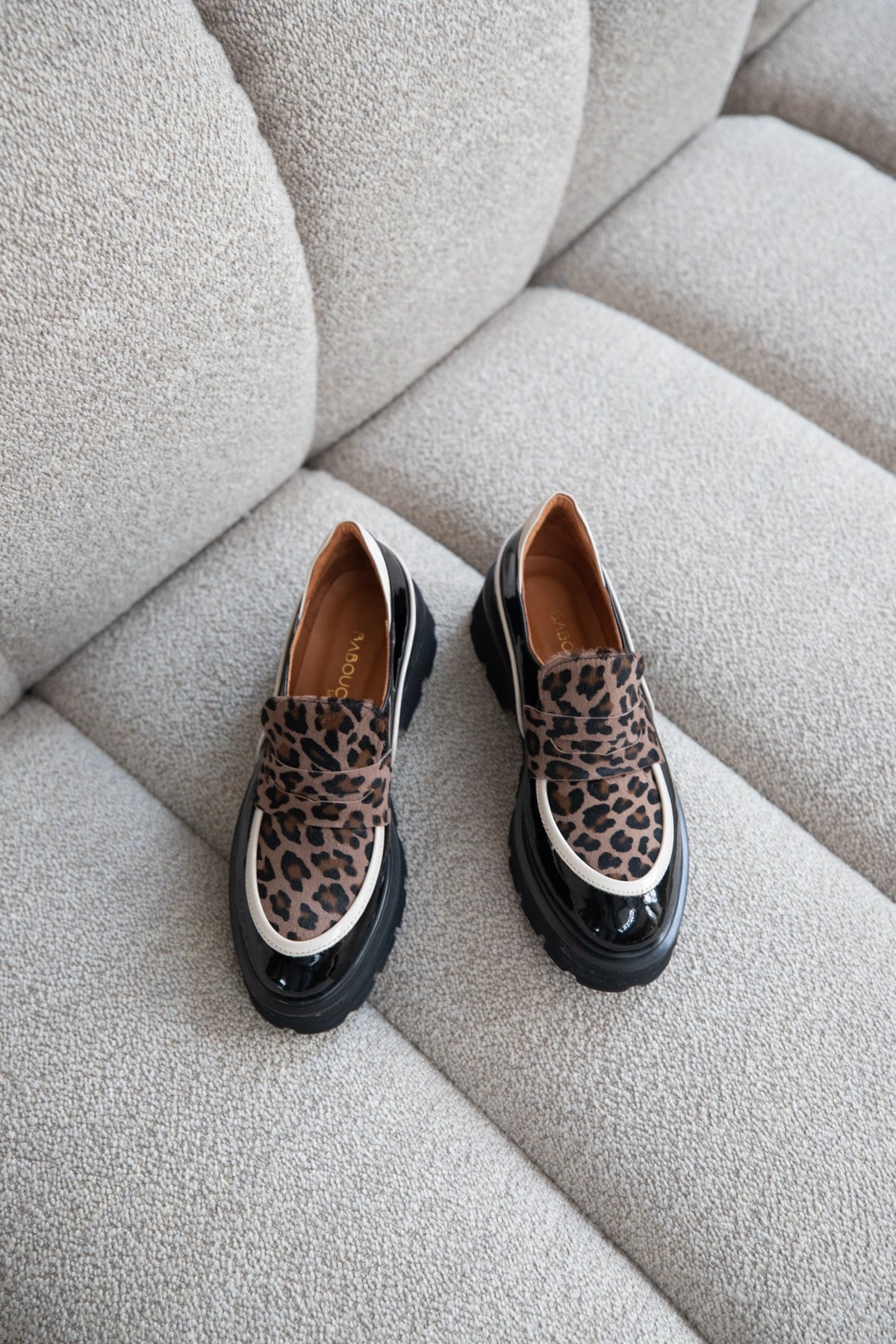 Evita | Chunky Loafer Black/Off White/Camel Leopard Grey Loafers