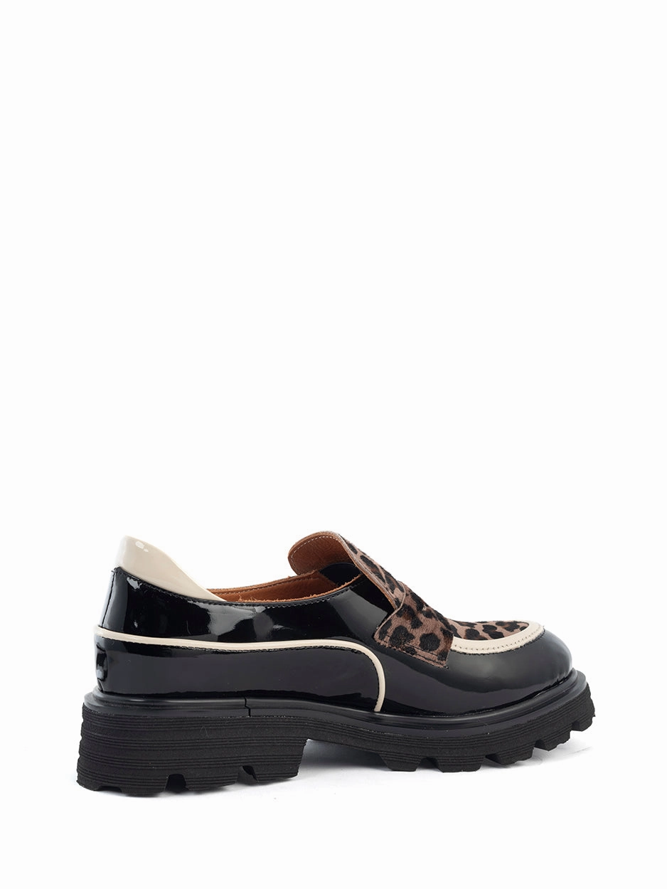 Evita | Chunky Loafer Black/Off White/Camel Leopard Loafers For Armani