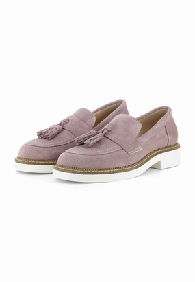 Leder Pantoffeln Nähen MARA Damen Slipper  -  Rauleder Mauve