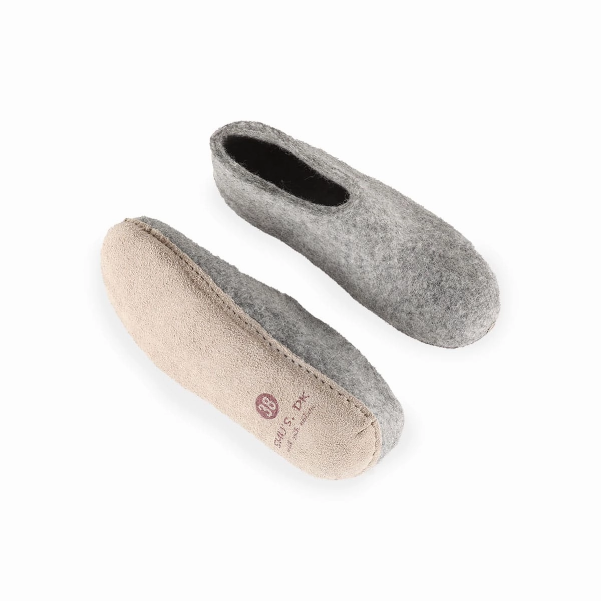 Wollpantoffeln (100% reine Wolle) - Modell Grau mit Ledersohle Ikea Pantoffeln Vinter