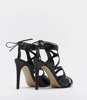 Wooden High Heels Riemchen Sandalette Giorgia schwarz