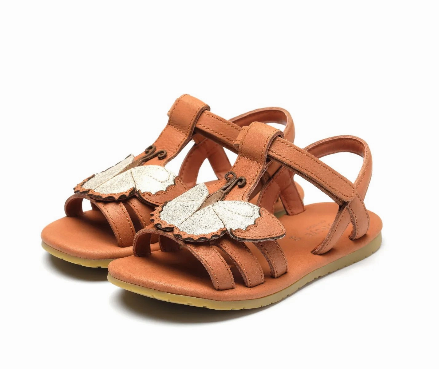 Sandale Iles Sky | Papillon in Walnut Leather mit Schmetterling Sandalen Mit Klettverschluß
