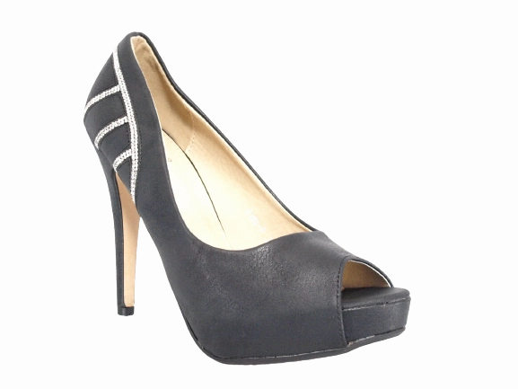 High Heels Größen Damen High Heel Peep Toe Pumps Abendschuhe Black # 0199