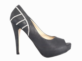 Damen High Heel Peep Toe Pumps Abendschuhe Black # 0199 Indian High Heels