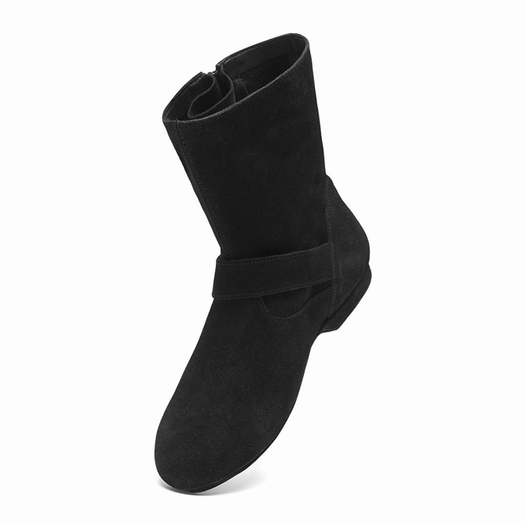 Stiefel Mit Seitlichem Reißverschluss 8855 niedrige West Coast Swing Stiefel in Schwarz